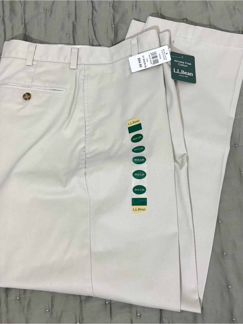 L.L. Bean Men's Wrinkle-Free Cotton Pants — 31 x 29, Light Tan